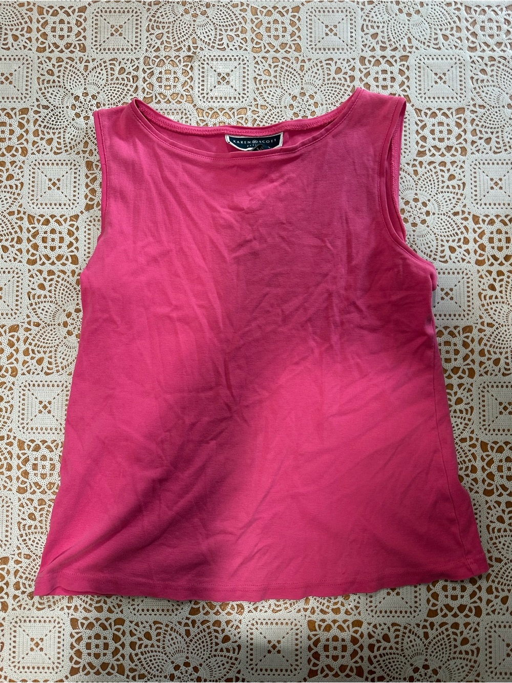 Karen Scott Petites Pink Sleeveless Cotton Tank Top PL